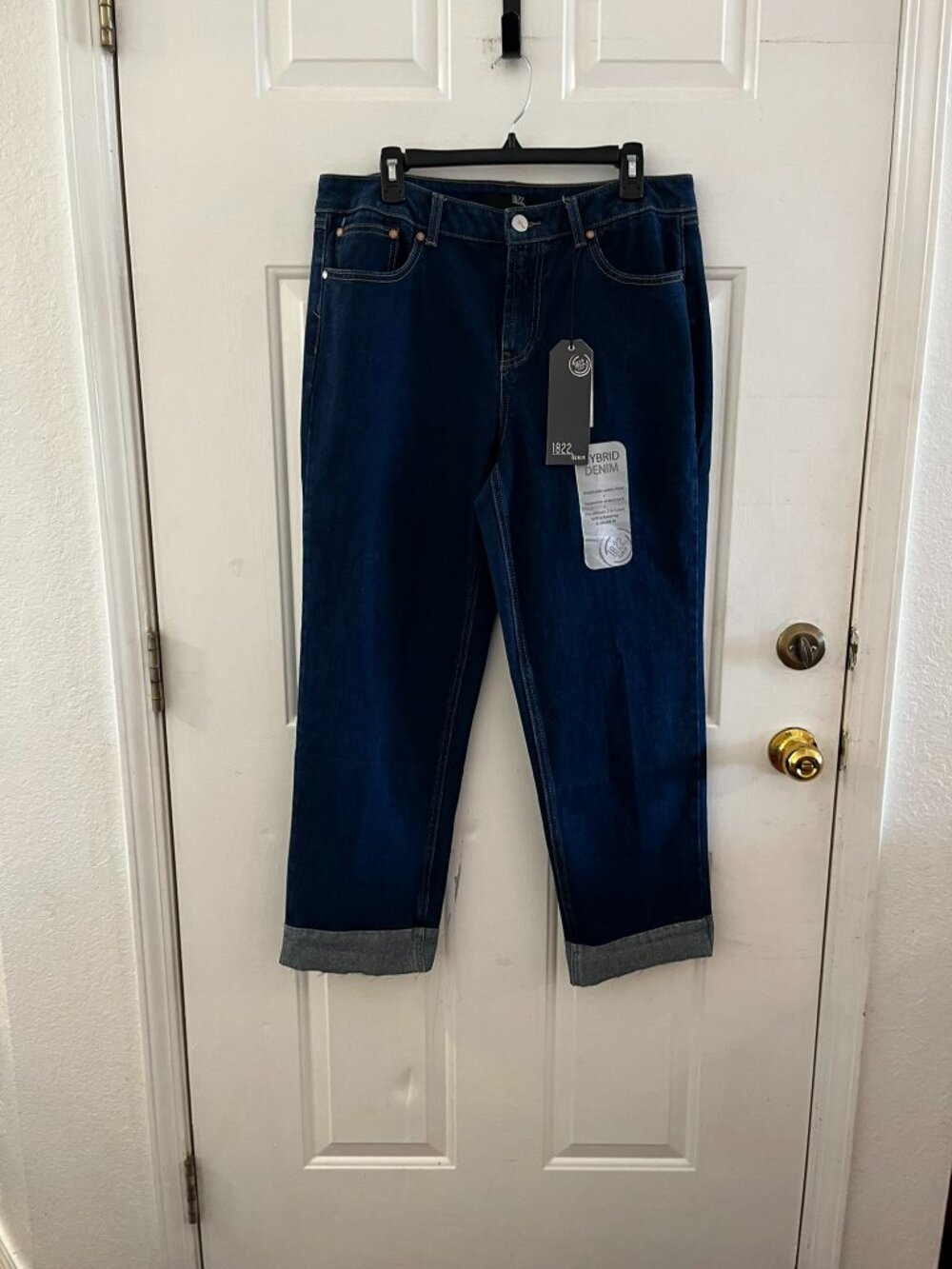1822 Demin Woman Blue Hyprid Super High-Rise Ankle Straight Stretch Jeans Sz 14